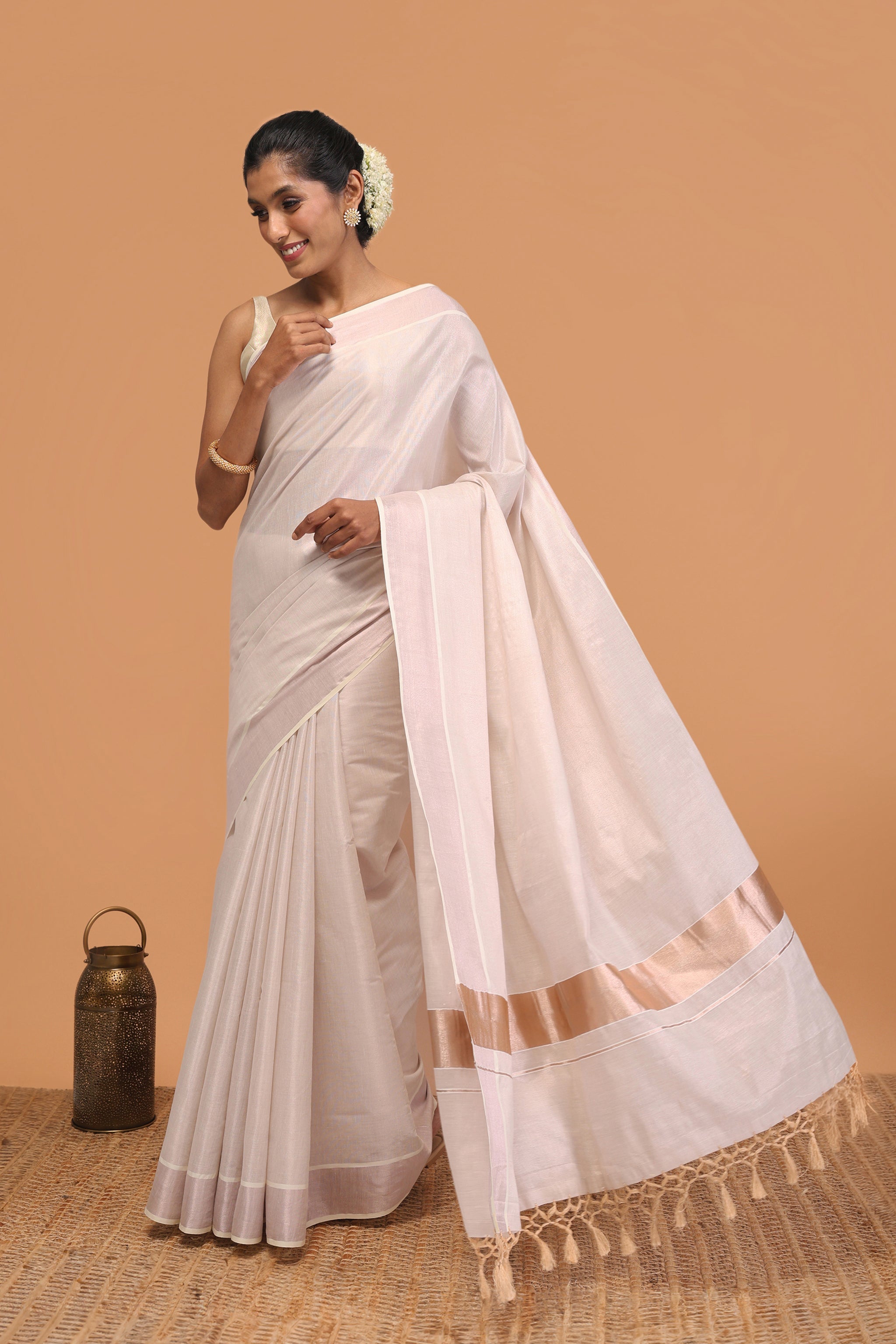 Arshiya Pearl Blush Kasavu