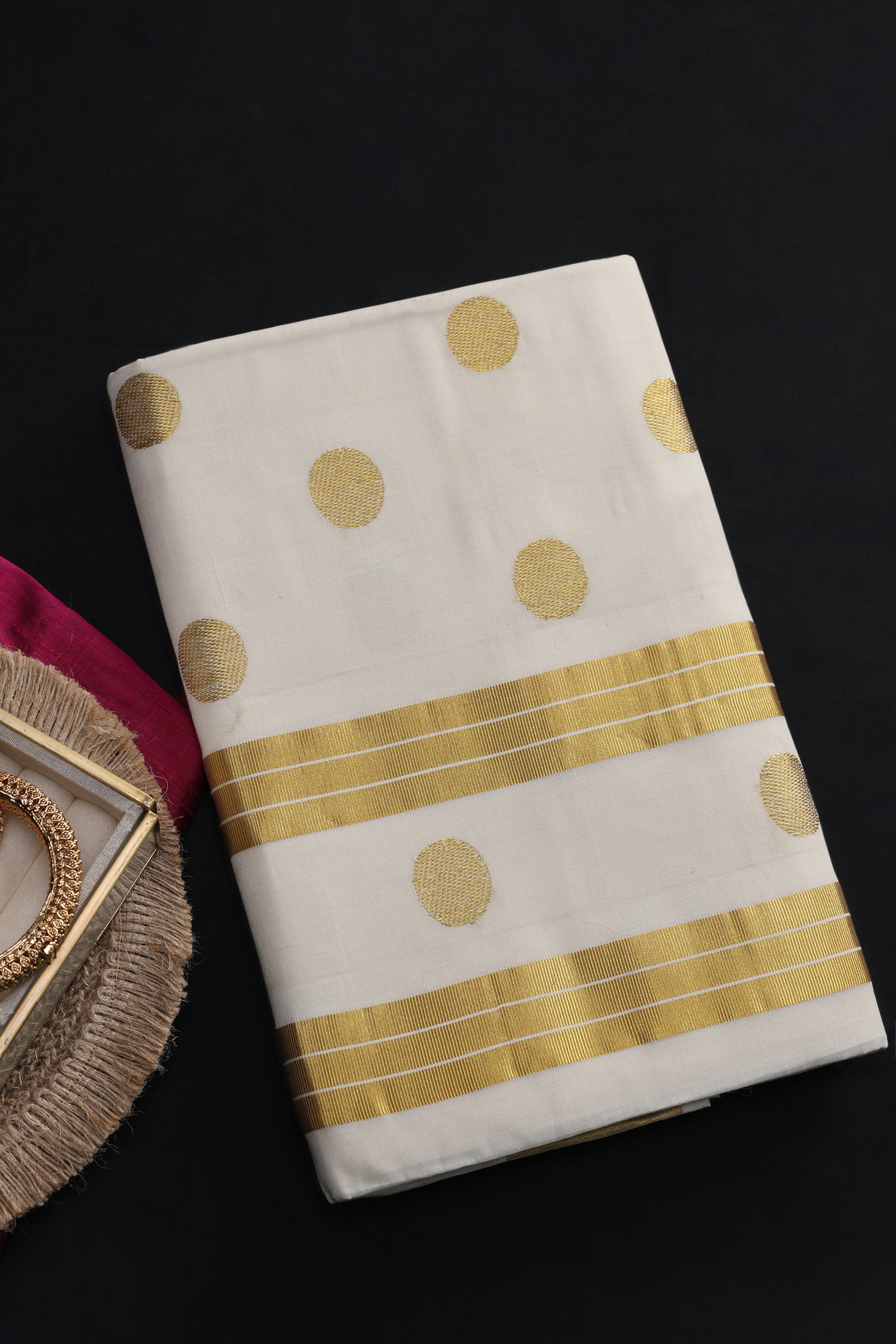 Bhanupriya Sunlit Dots Kasavu