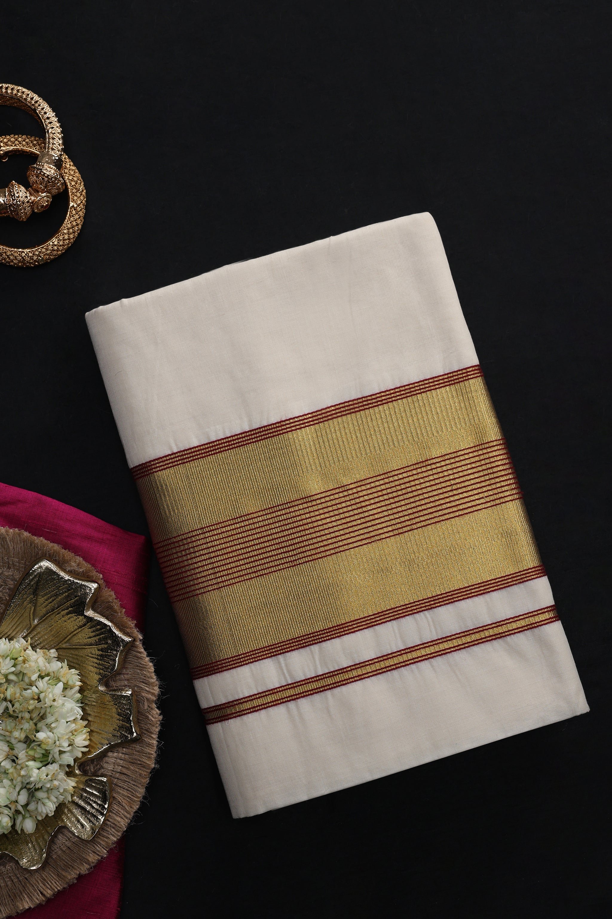 Devyani Garnet Glow Kasavu